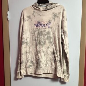 Neff Cream and Gray Tie-Dye Double Sided Graphic Hoodie